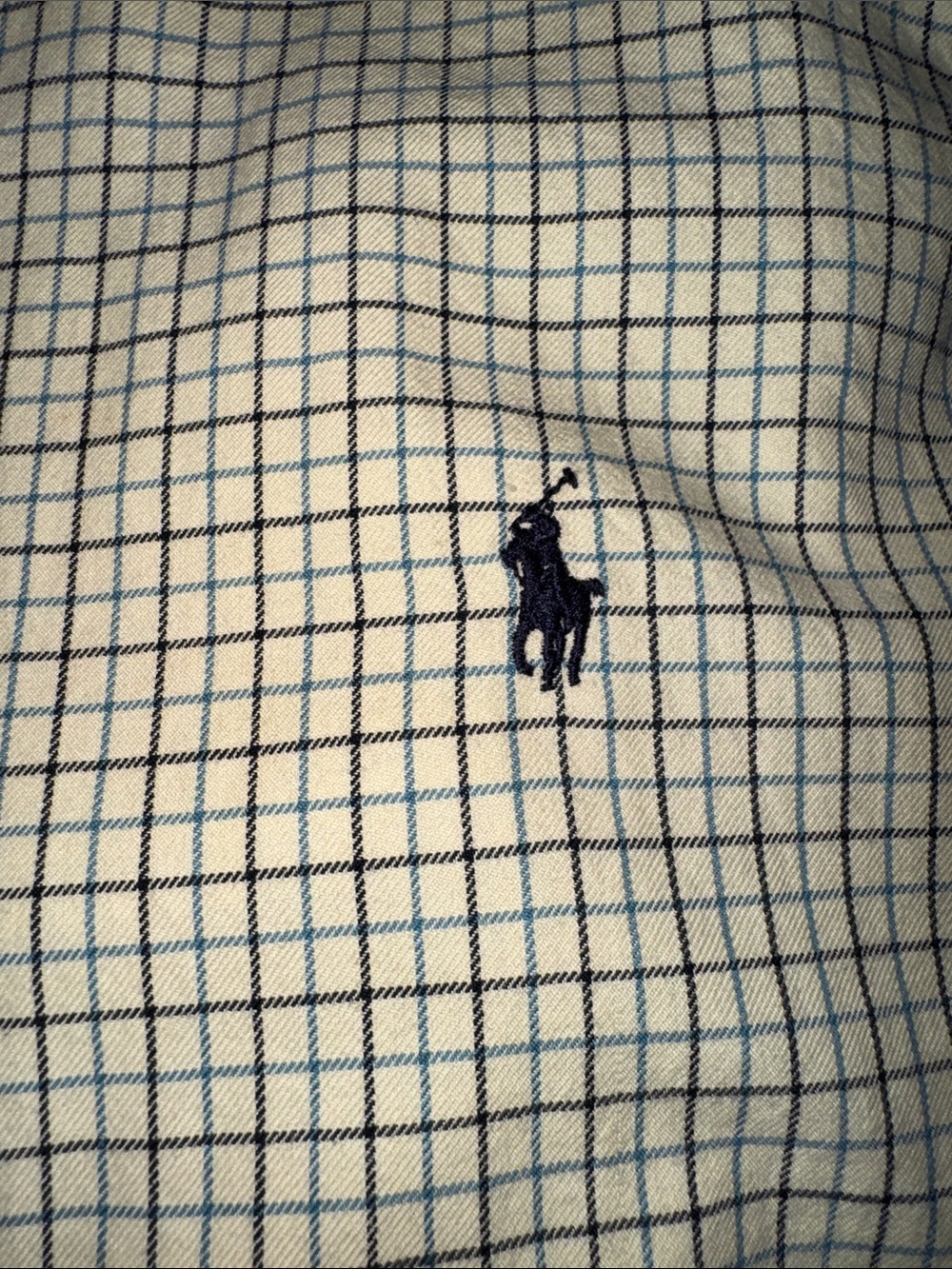 Ralph Lauren Cream Shirt with Navy and Light Blue Windowpane Check